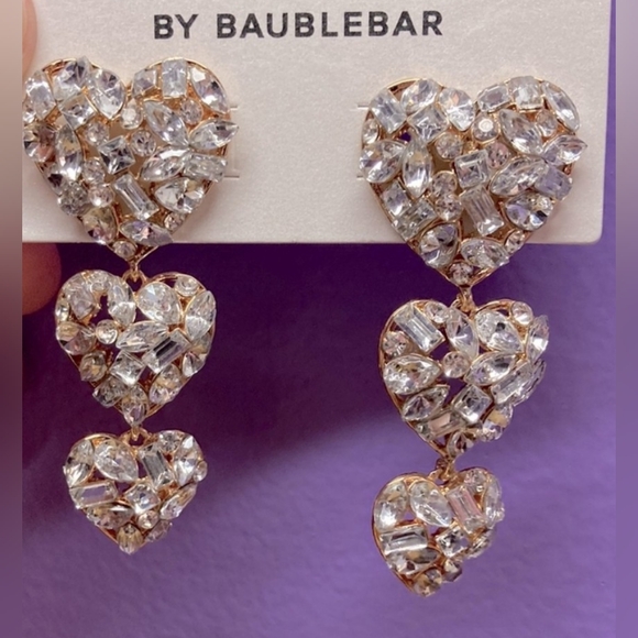 Baublebar Rhinestone Sparkle Heart Stack Earrings New in package - Picture 5 of 9
